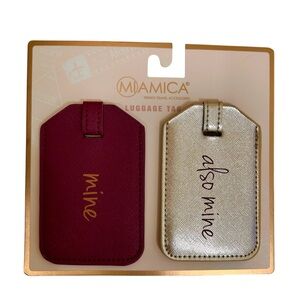 Mi Amica Burgundy Rose Gold “Mine” “also mine “ Adjustable Luggage Tags Set of 2